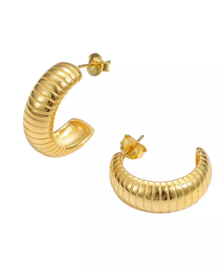 Créoles texturées en argent 925 plaqué or – Élégance et modernité