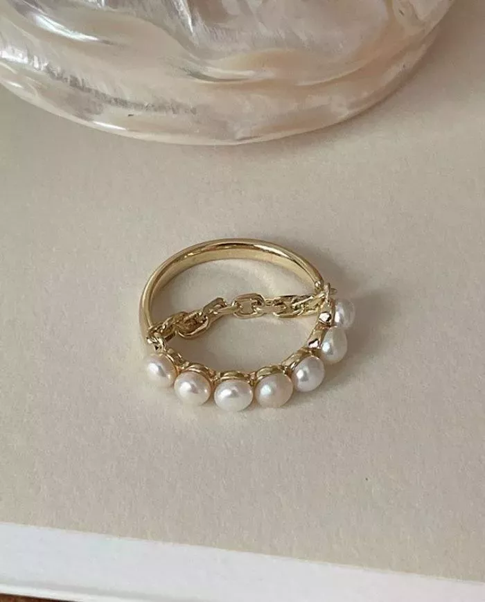 Bague ajustable en argent 925 - Perles et zirconiums| Élégance