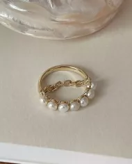 Bague ajustable en argent 925 - Perles et zirconiums| Élégance