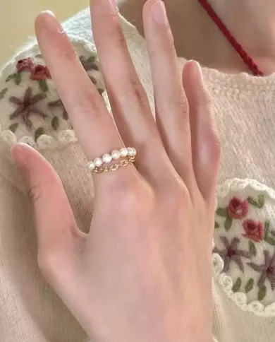 Bague ajustable en argent 925 - Perles et zirconiums| Élégance