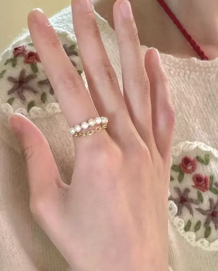 Bague ajustable en argent 925 - Perles et zirconiums| Élégance