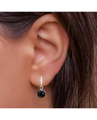 Élégants Boucles d'Oreilles en Argent avec Pierre Bleue