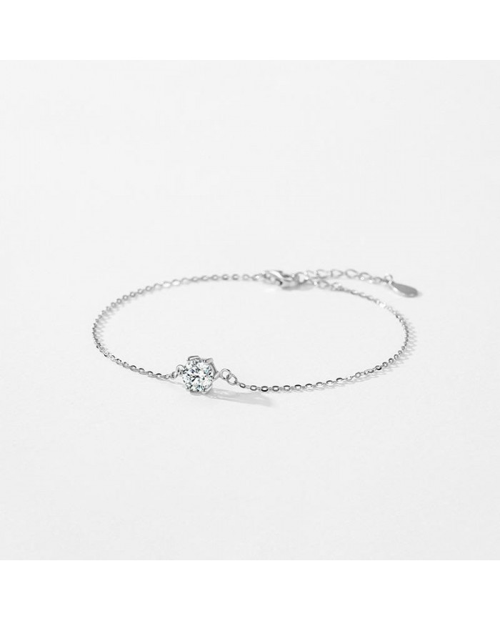 Bracelet en Argent avec Pierre Solitaire en Zirconium
