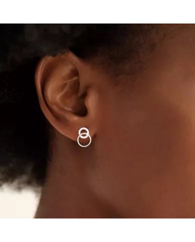 Boucles d'Oreilles Cercles Entrelacés en Argent - Élégance Éternelle