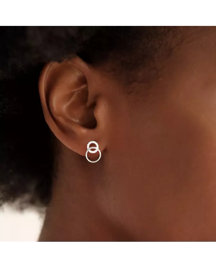 Boucles d'Oreilles Cercles Entrelacés en Argent - Élégance Éternelle