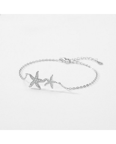 Bracelet Étoiles de Mer en Argent avec Cristaux Brillants