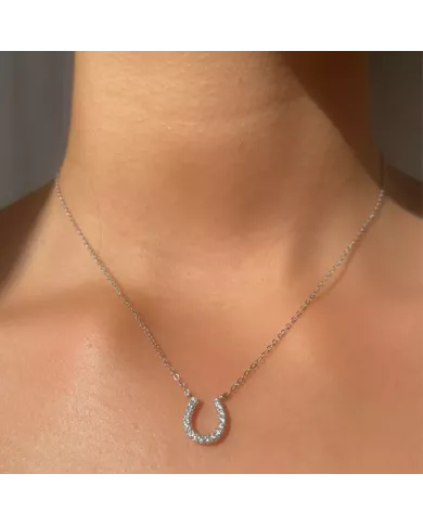 Collier Fer à Cheval en Argent avec Zircons – Porte-Bonheur Élégant