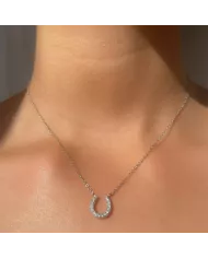 Collier Fer à Cheval en Argent avec Zircons – Porte-Bonheur Élégant