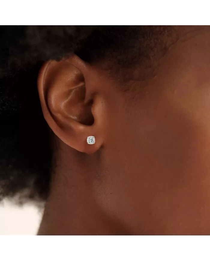Boucles d'oreilles Carré Précieux en argent | Élégance et brillance