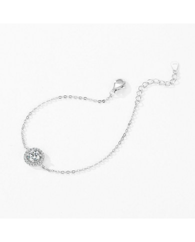 Bracelet Solitaire Éclatant en Argent avec Cristal Central