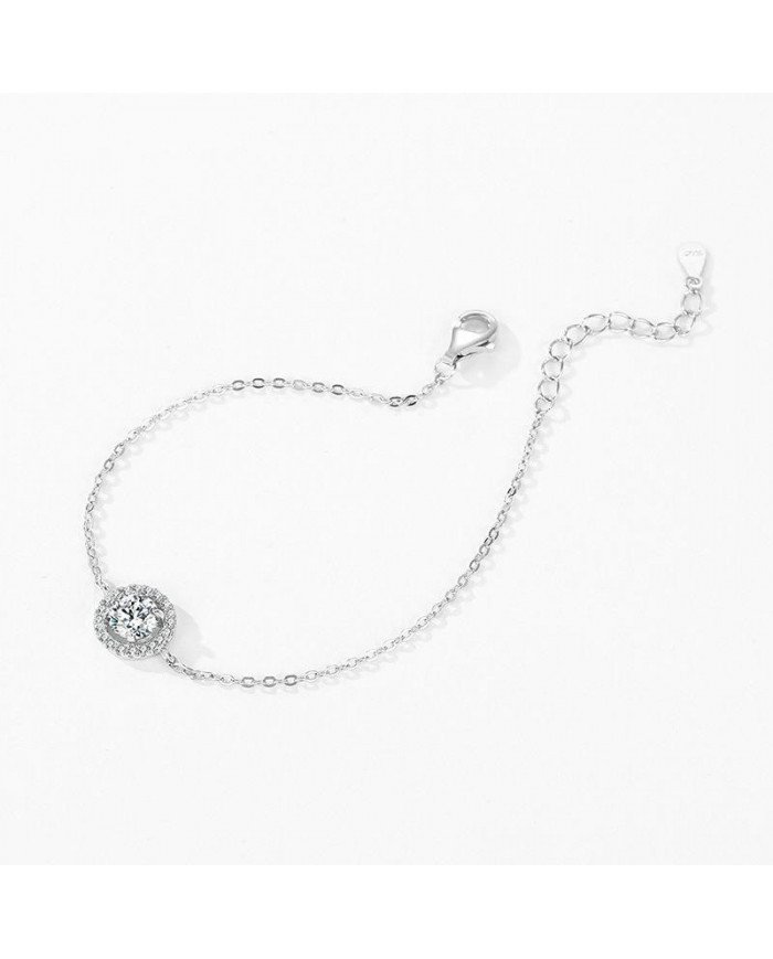 Bracelet Solitaire Éclatant en Argent avec Cristal Central