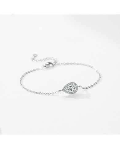 Bracelet Goutte d’Éclat en Argent avec Cristal en Forme de Goutte