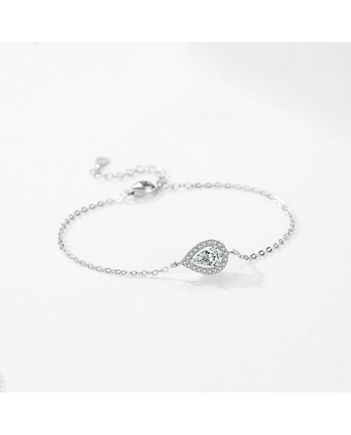 Bracelet Goutte d’Éclat en Argent avec Cristal en Forme de Goutte