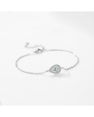 Bracelet Goutte d’Éclat en Argent avec Cristal en Forme de Goutte