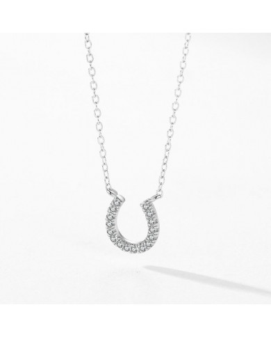 Collier Fer à Cheval en Argent avec Zircons – Porte-Bonheur Élégant