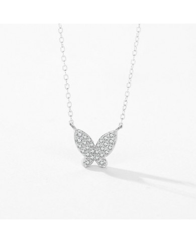 Collier Papillon en Argent avec Zircons – Bijou Élégant et Féminin