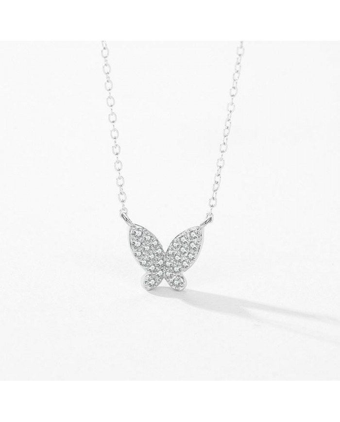 Collier Papillon en Argent avec Zircons – Bijou Élégant et Féminin