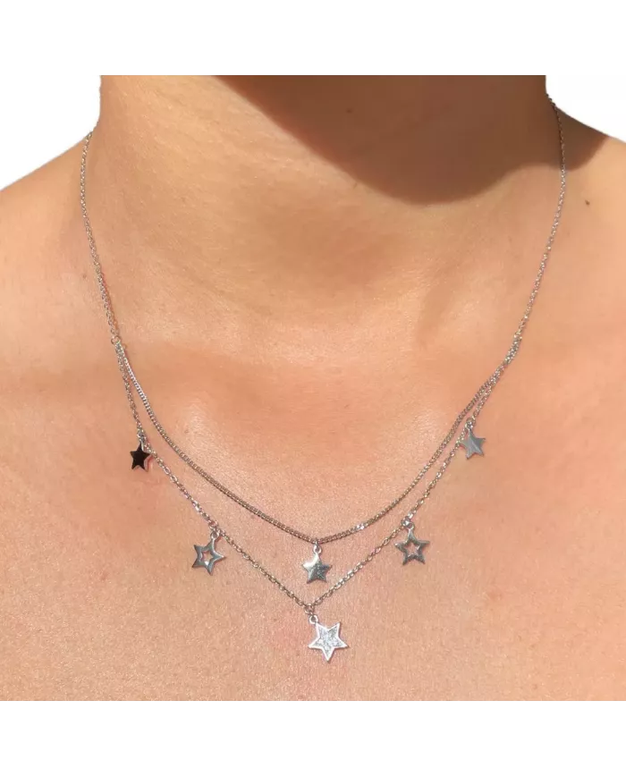 Collier Étoiles en Argent Rhodié ou Plaqué Or – Bijou Céleste Élégant