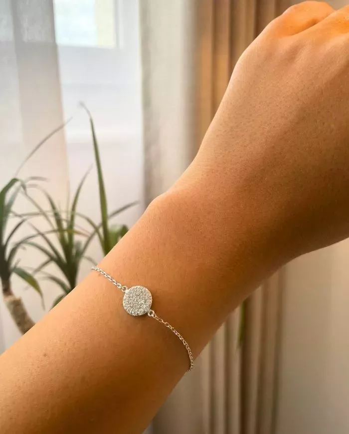 Bracelet Argent 925 avec Médaillon Scintillant en Zirconium