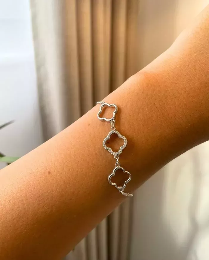 Bracelet Argent avec Motifs Floraux