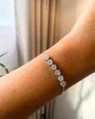 Bracelet Argent Blanc avec Rangée de pierre Zirconiums Étincelants