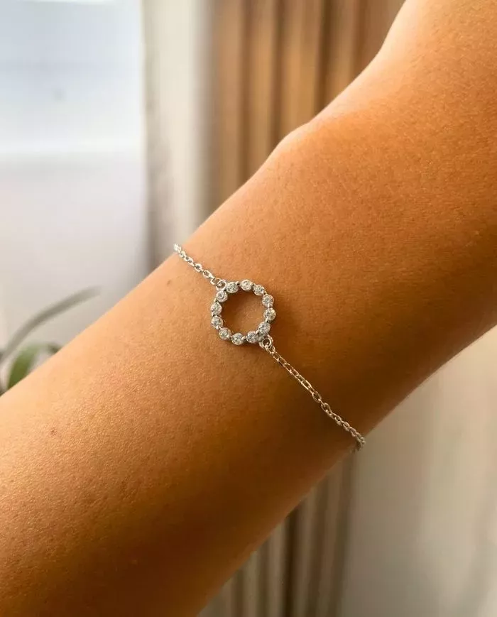 Bracelet en Argent 925 avec Anneau Scintillant en Zirconium