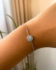 Bracelet en Argent 925 avec Médaillon Central en Zirconium