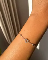 Bracelet en Argent avec Cœur et Pierres d'Oxyde de Zirconium
