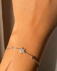 Bracelet en Argent avec Étoile et Pierres d'Oxyde de Zirconium