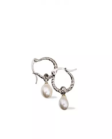 Boucles d'oreilles en argent avec perle blanche – Élégance pure