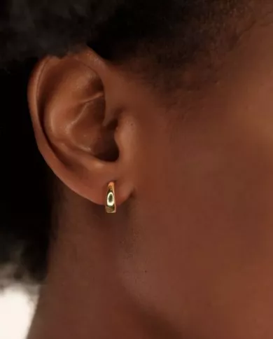 Boucles d'Oreilles Créoles Épaisses en Argent Plaqué Or