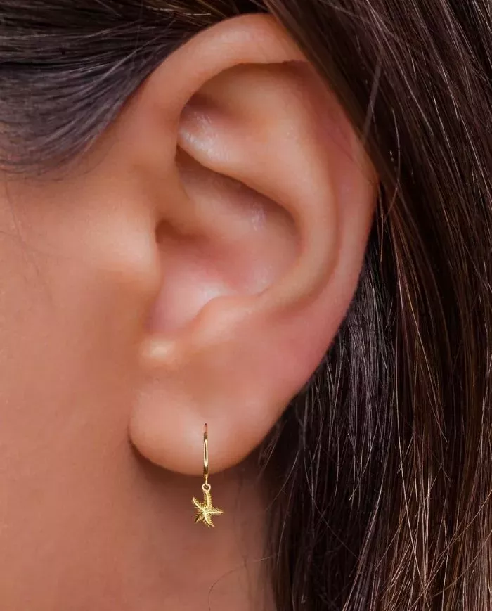 Boucles d'Oreilles Étoile de Mer en Argent Plaqué Or – Élégance Marine
