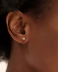 Boucles d'Oreilles Fleur en Argent et Zirconium – Élégance et Éclat