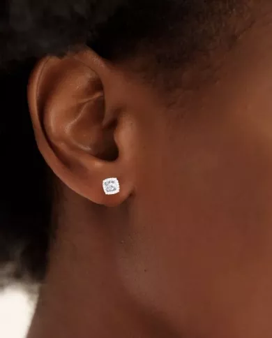 Boucles d'Oreilles Halo en Argent et Zirconium – Éclat et Élégance