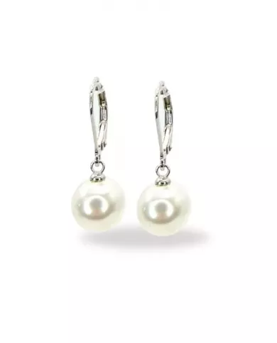 Boucles d'oreilles argentées et perles blanches – Chic intemporel