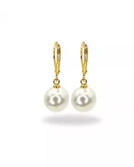 Boucles d'oreilles dorées et perles blanches – Élégance classique