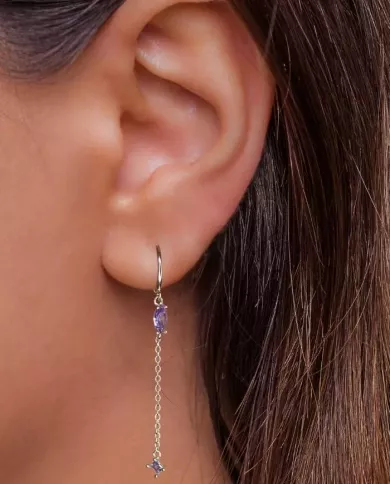 Boucles d'Oreilles Pendantes en Argent et Zirconium Violet