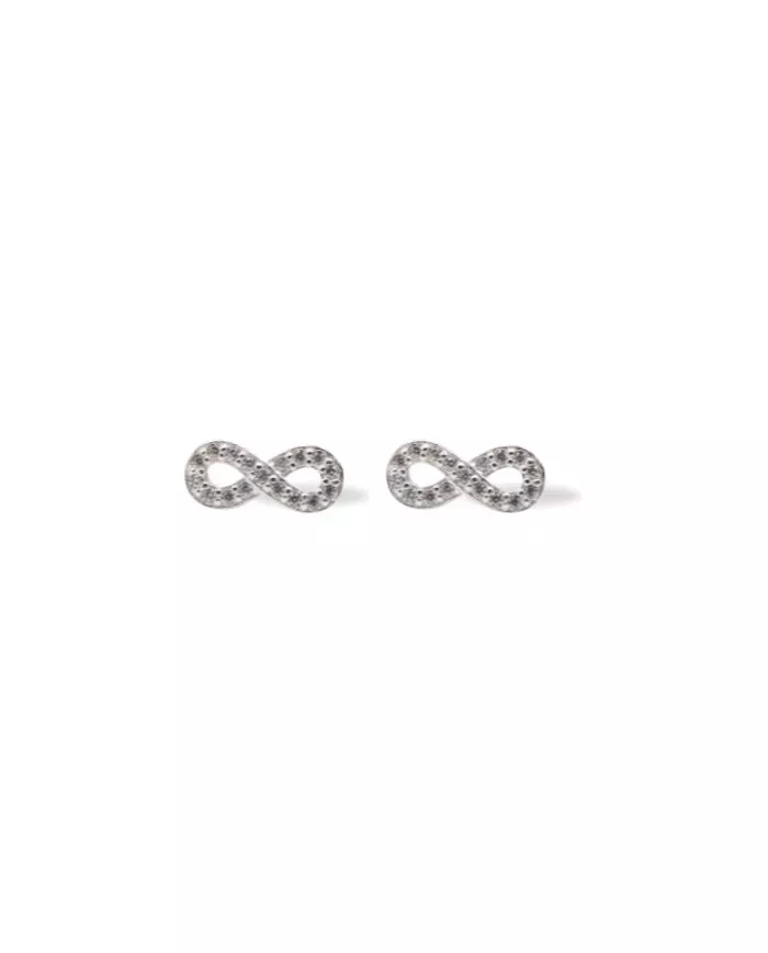 Boucles d'Oreilles Infini en Argent et Zirconium – Symbole d'Éternité