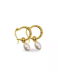 Créoles dorées avec perle blanche – Élégance et raffinement