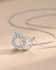 Collier Anneaux Entrelacés en Argent avec Zircons – Unité et Éternité