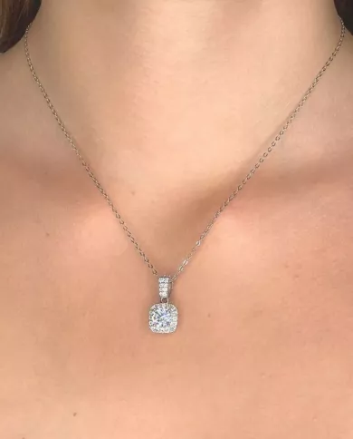 Collier Aura en argent avec zirconium scintillant