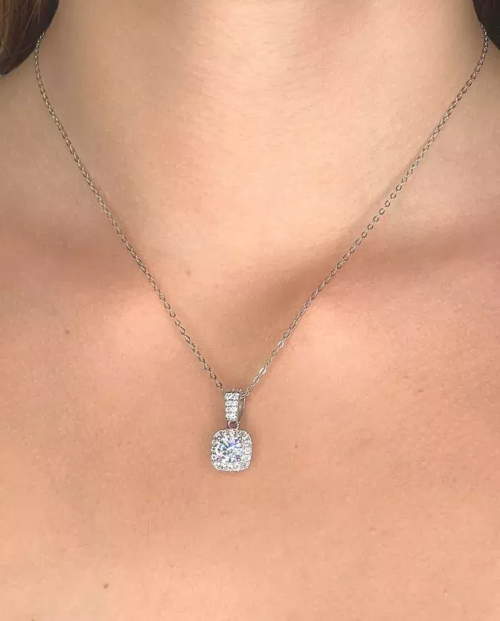 Collier Aura en argent avec zirconium scintillant