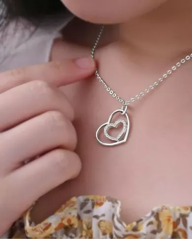 Collier Cœur en Argent avec Pierres en Zirconium - Élégance et Amour