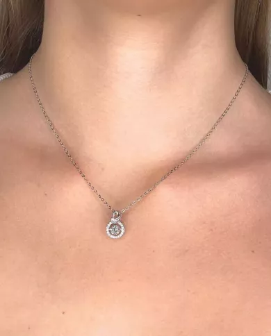 Collier Cœur Éternel en Argent avec Zircon Étincelant