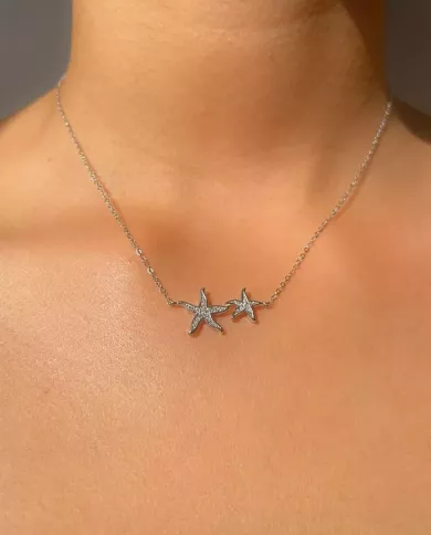 Collier en Argent avec Deux Étoiles de Mer - Élégance Maritime