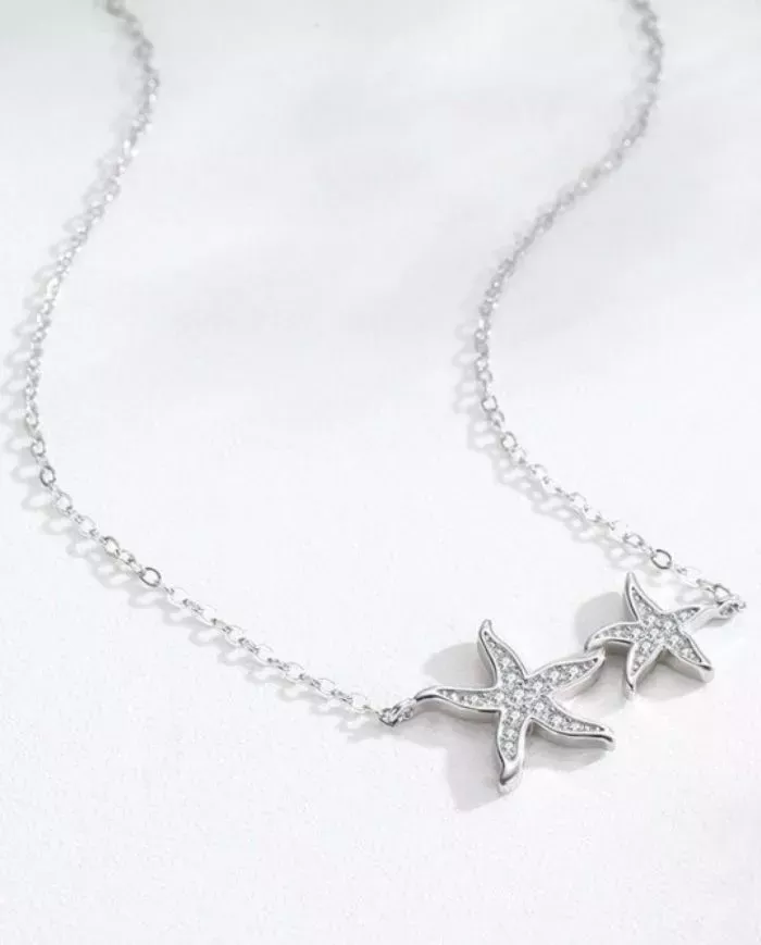 Collier en Argent avec Deux Étoiles de Mer - Élégance Maritime