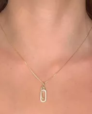 Collier Géométrique en Argent Plaqué Or avec Zircons