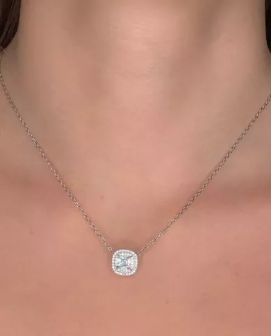 Collier Pendentif en Argent avec Halo de Zirconium - Éclat et Élégance