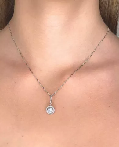 Collier pendentif zirconium scintillant en argent sterling
