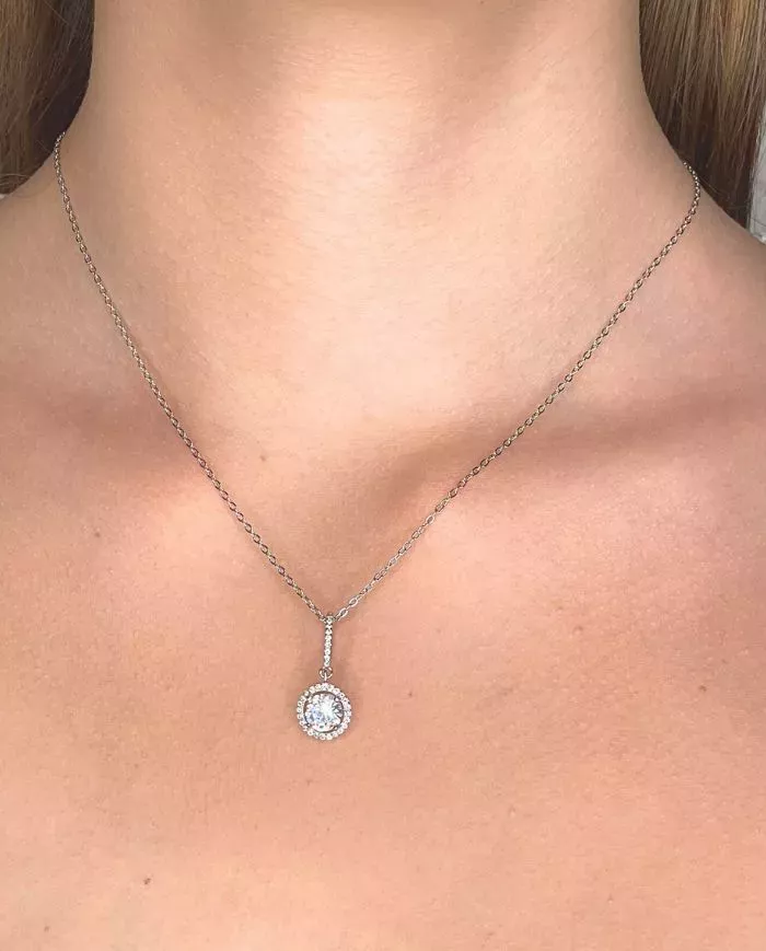 Collier pendentif zirconium scintillant en argent sterling